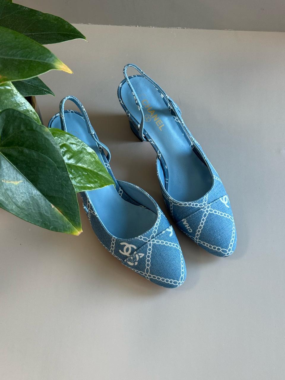Chanel heels denim
