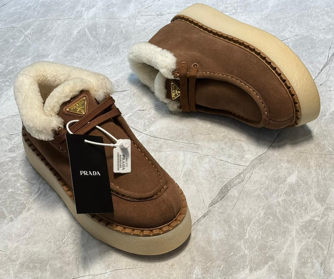 Prada loafers with fur