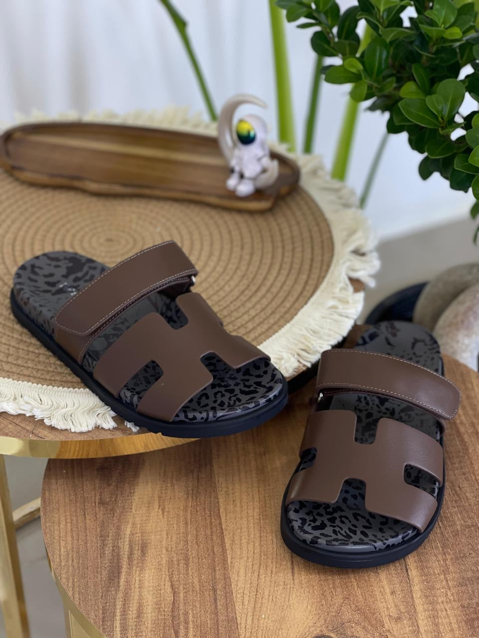 Hermes slippers chypre- leopard