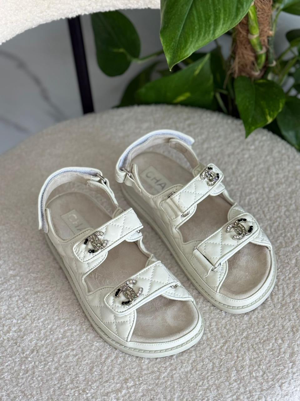 Chanel sandals. Glossy