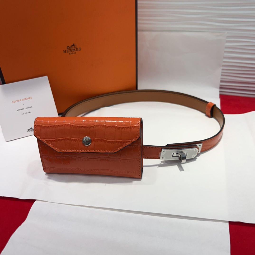 Hermes belt with wallet - crocodile