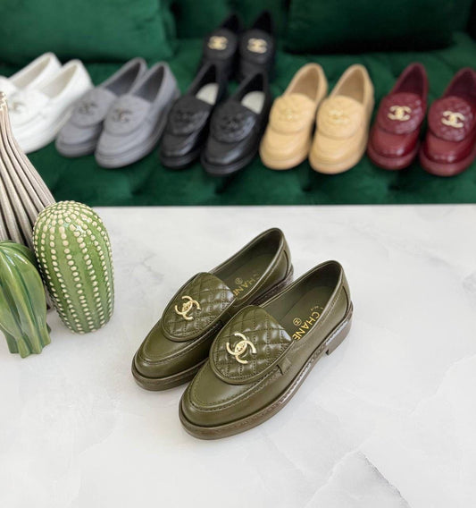 Chanel loafers green