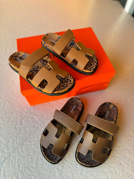 Hermes slippers chypre leopard