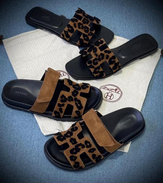 Hermes slippers chypre - leopard