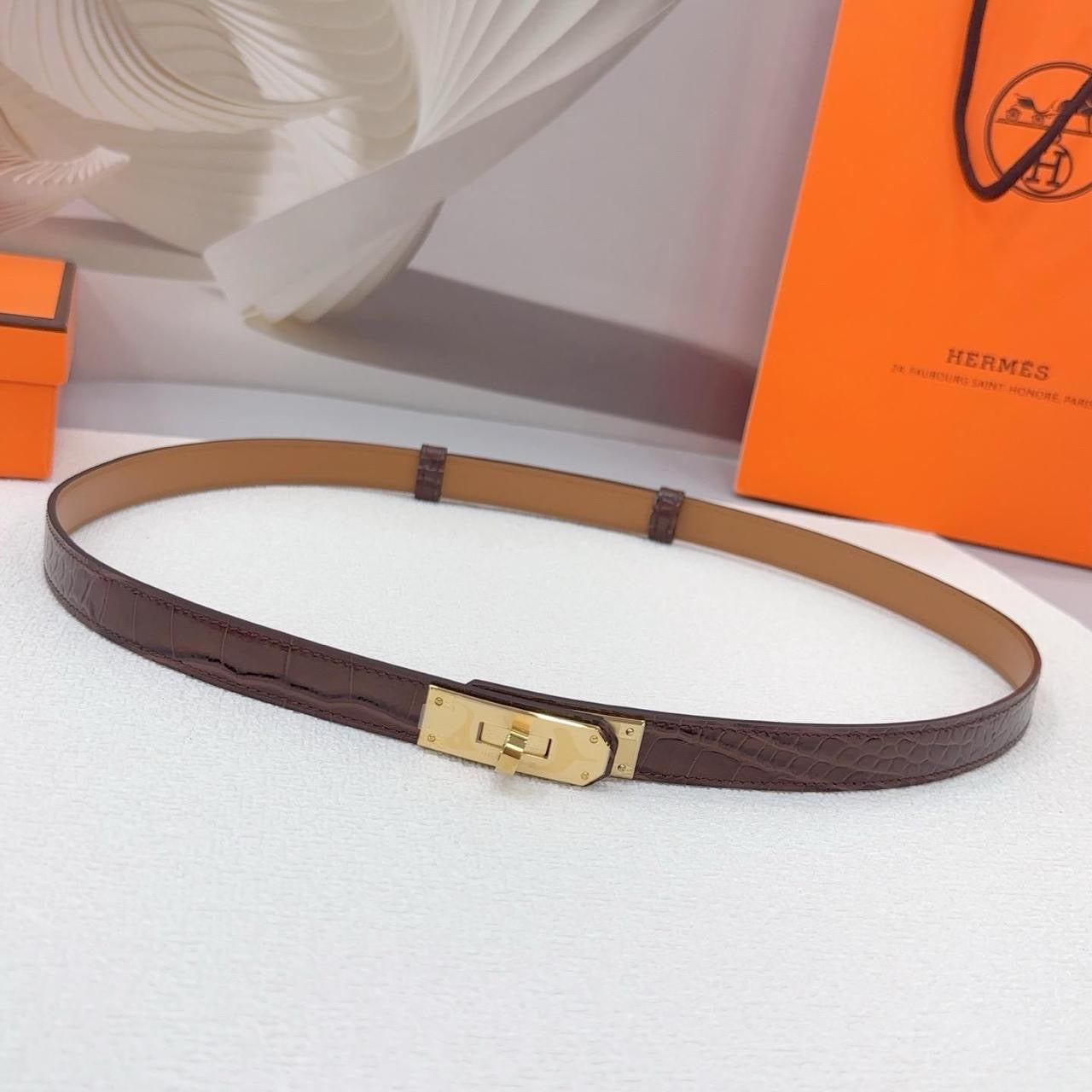 Hermes belt - crocodile - gold hardware
