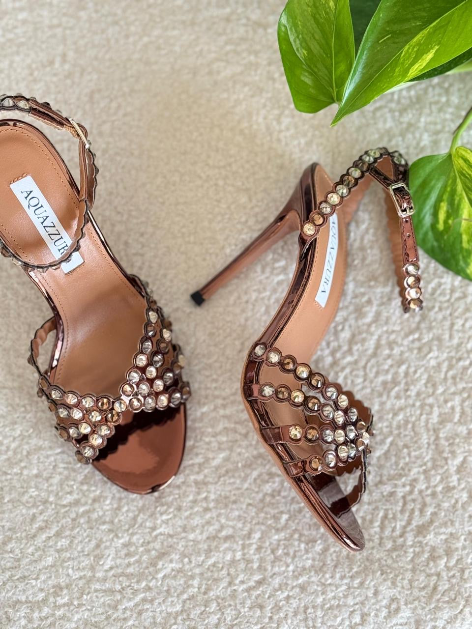 Aquazurra sandals heels - bronze