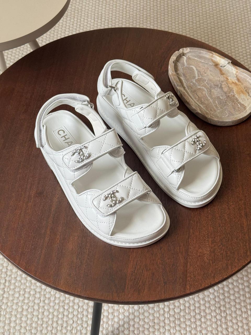 Chanel slippers & chanel sandals. -white