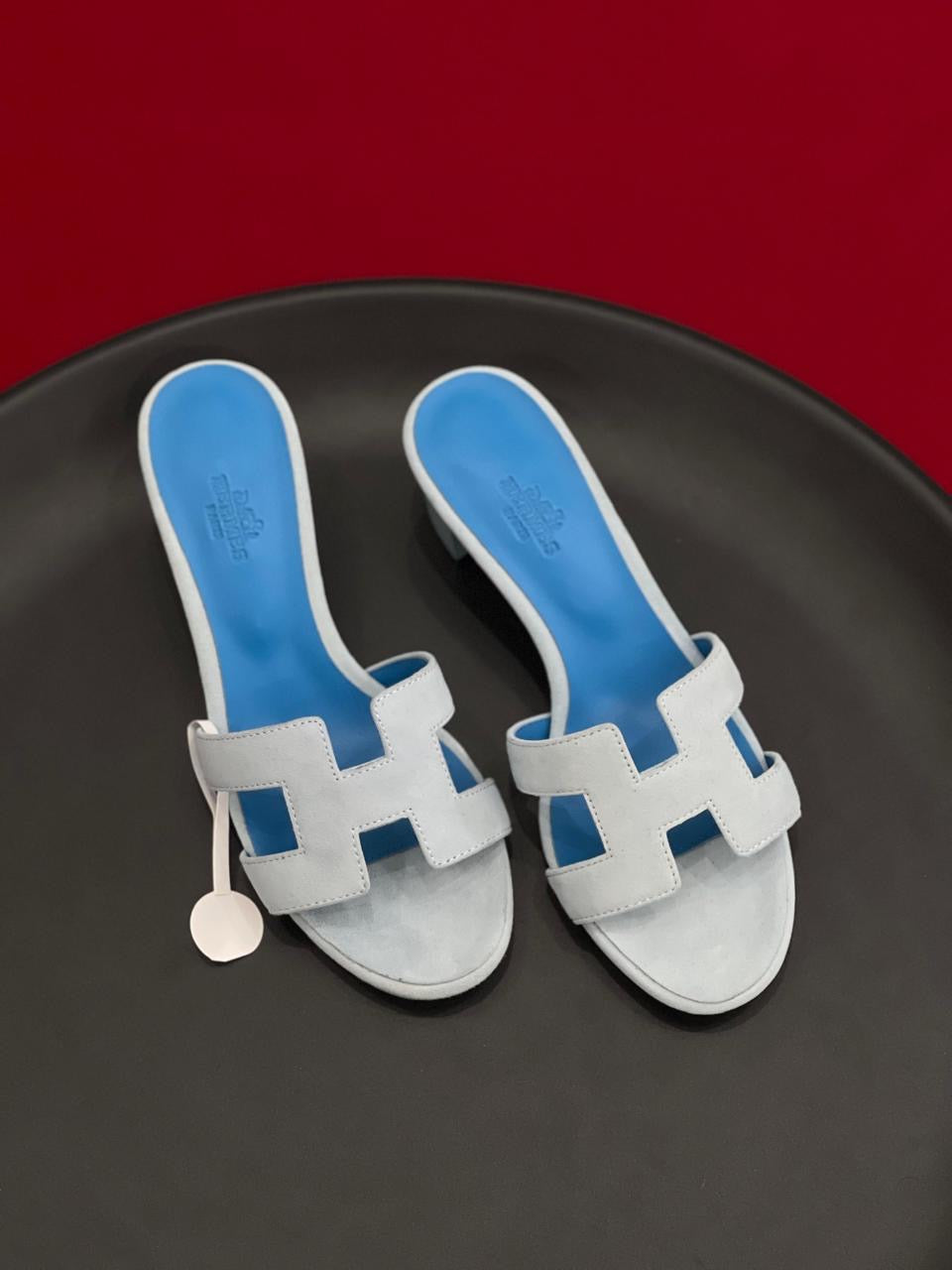 Hermes sandals heels blue