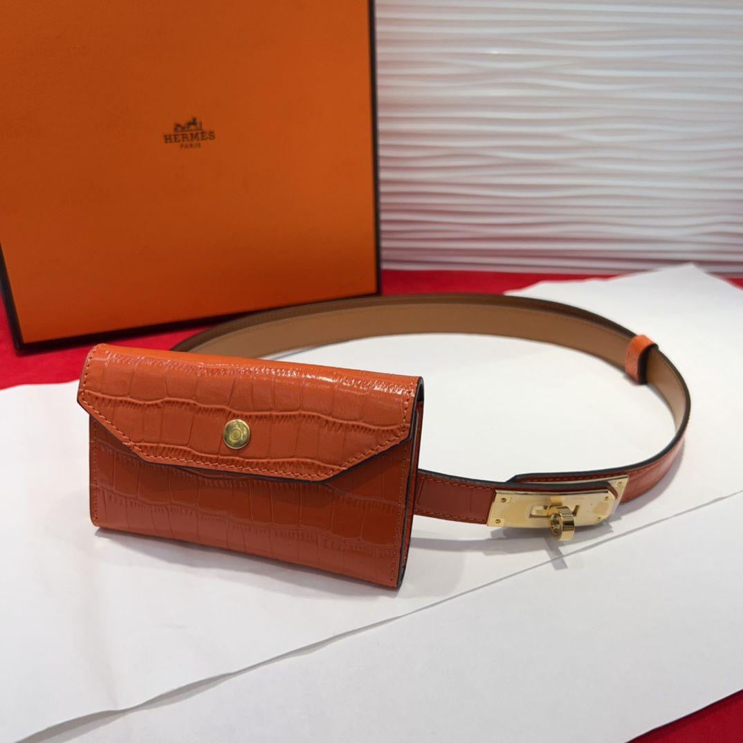 Hermes belt with wallet - crocodile