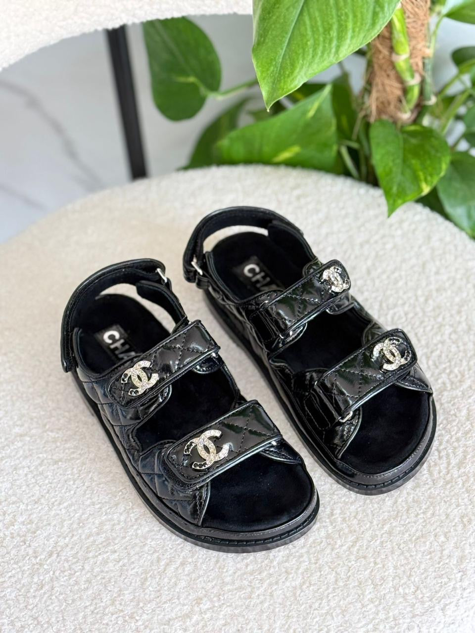 Chanel sandals. Glossy