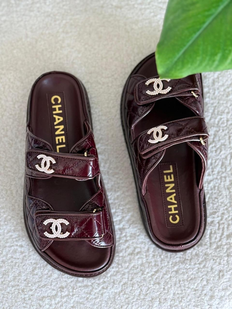 Chanel slippers glossy