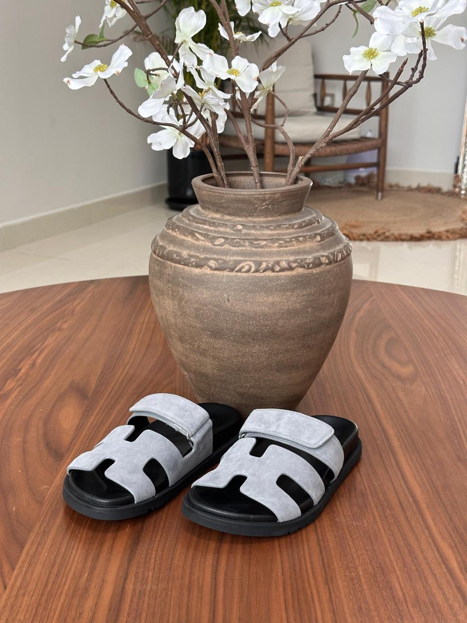 Hermes slippers chypre - suede