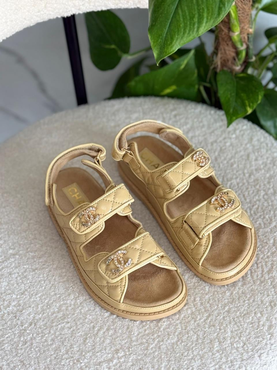 Chanel sandals. Glossy