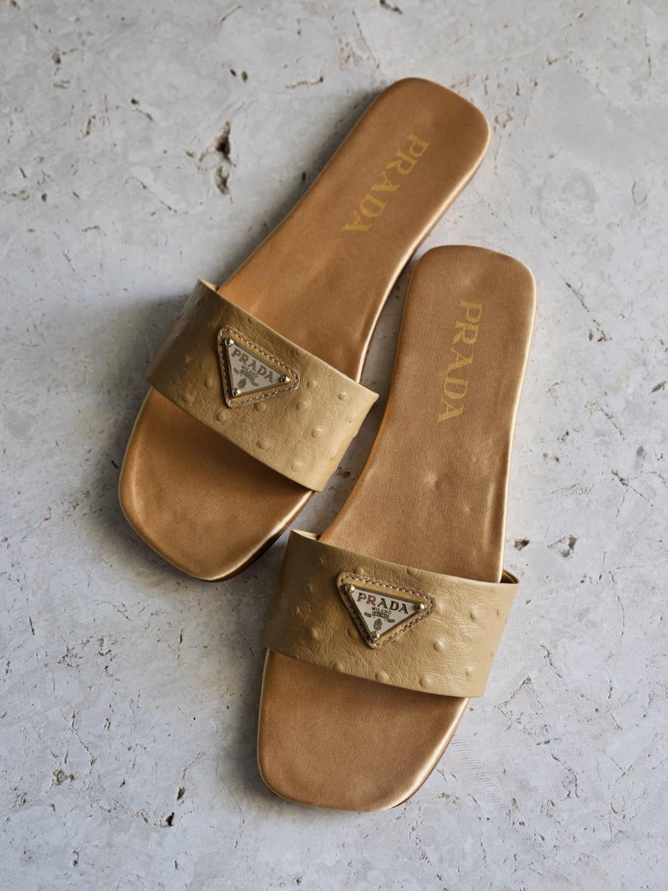 Prada slippers ostrich