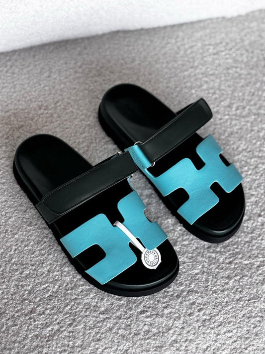 Hermes slippers chypre blue
