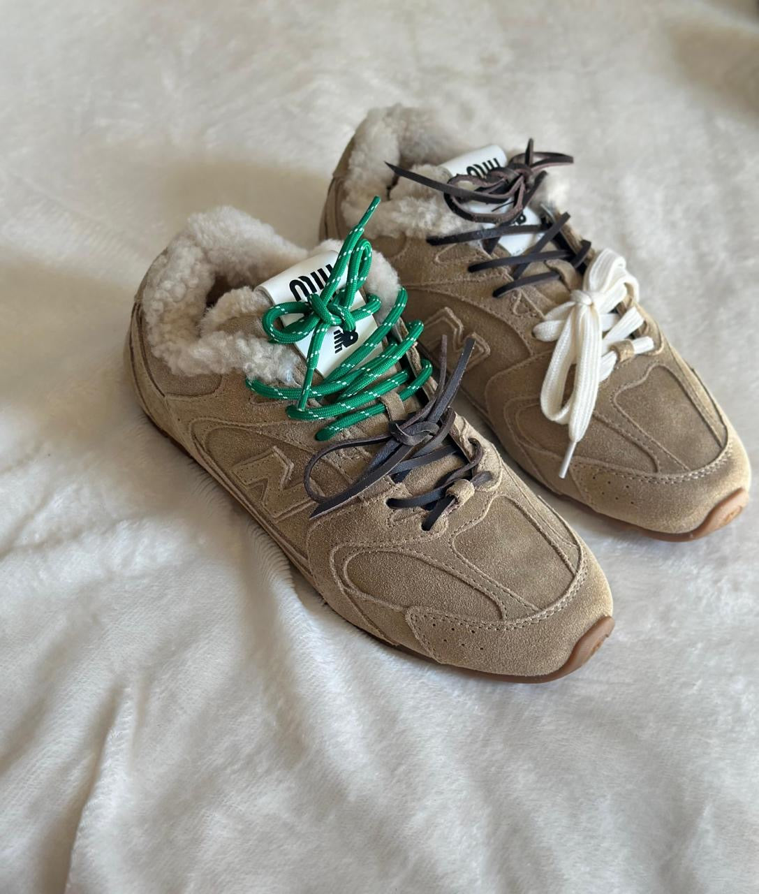 New balance x miu miu sneakers with fur