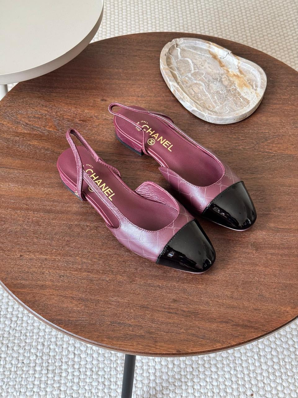 Chanel heels maroon - low - medium heels