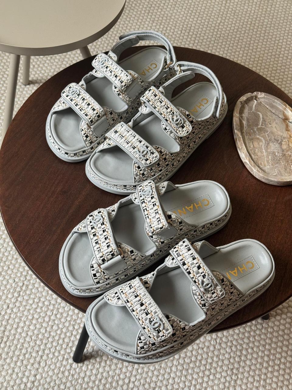 Chanel slippers & chanel sandals. - grey