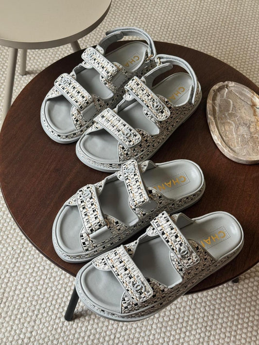 Chanel slippers & chanel sandals. - grey