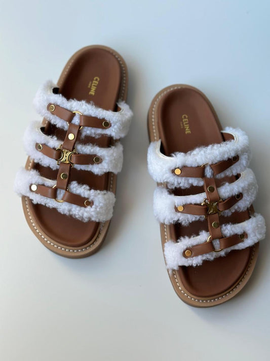 Celine slipper with fur