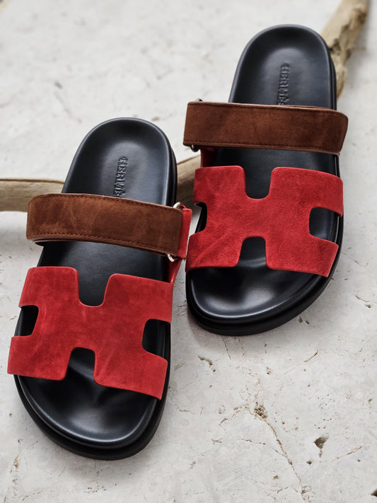 Hermes slippers chypre red