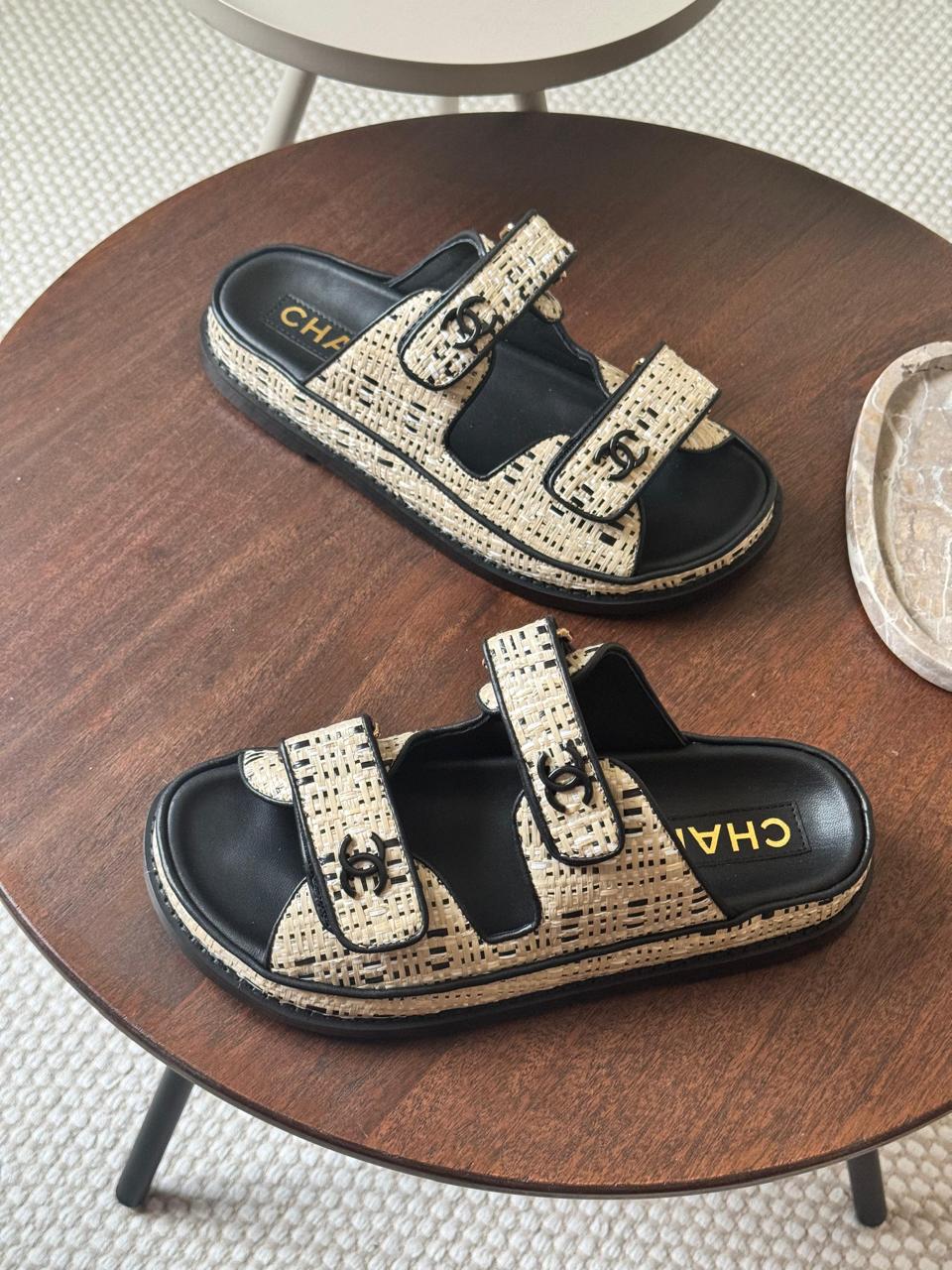 Chanel slippers & chanel sandals.