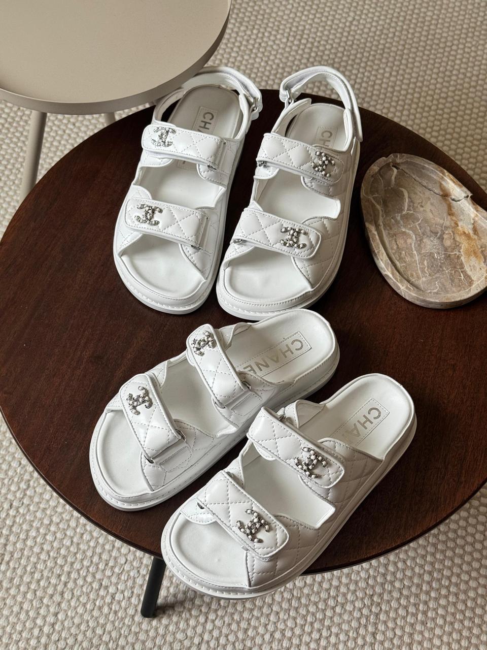 Chanel slippers & chanel sandals. -white