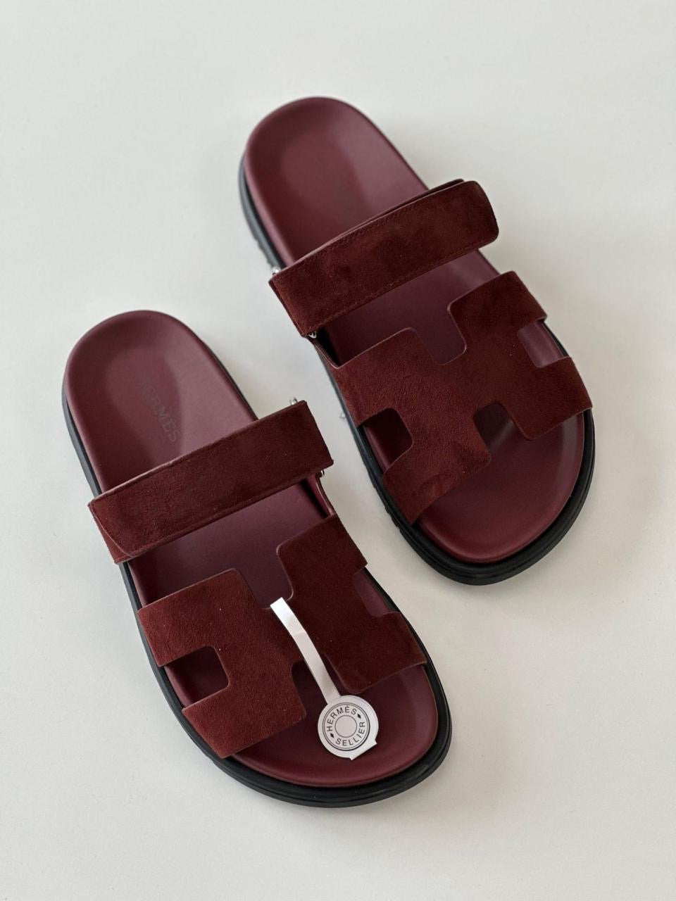 Hermes slippers suede - maroon
