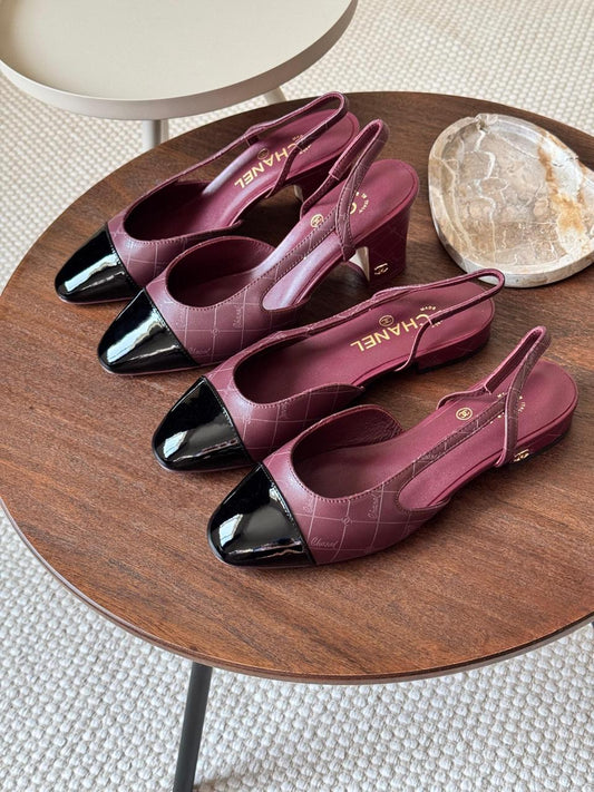 Chanel heels maroon - low - medium heels