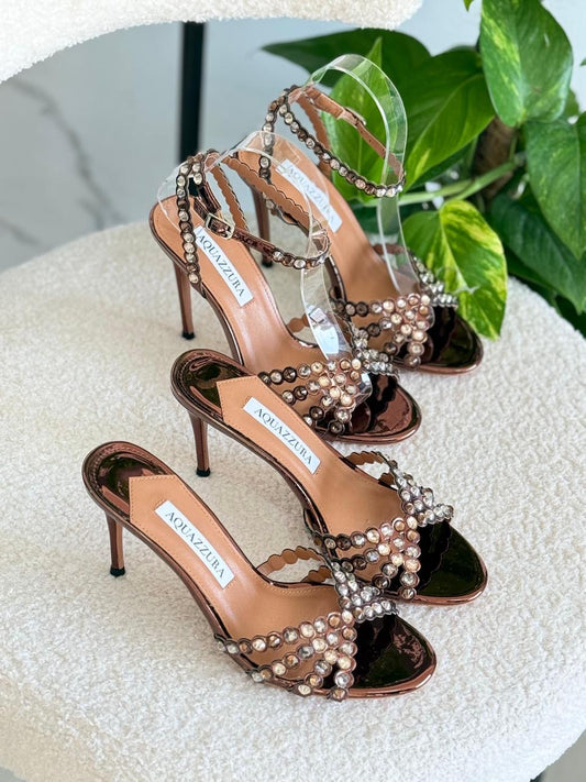 Aquazurra sandals heels - bronze