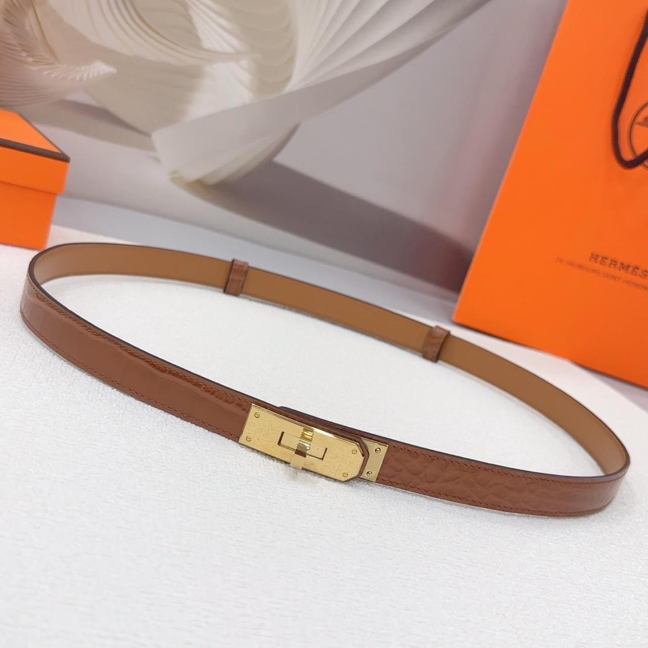 Hermes belt - crocodile - gold hardware