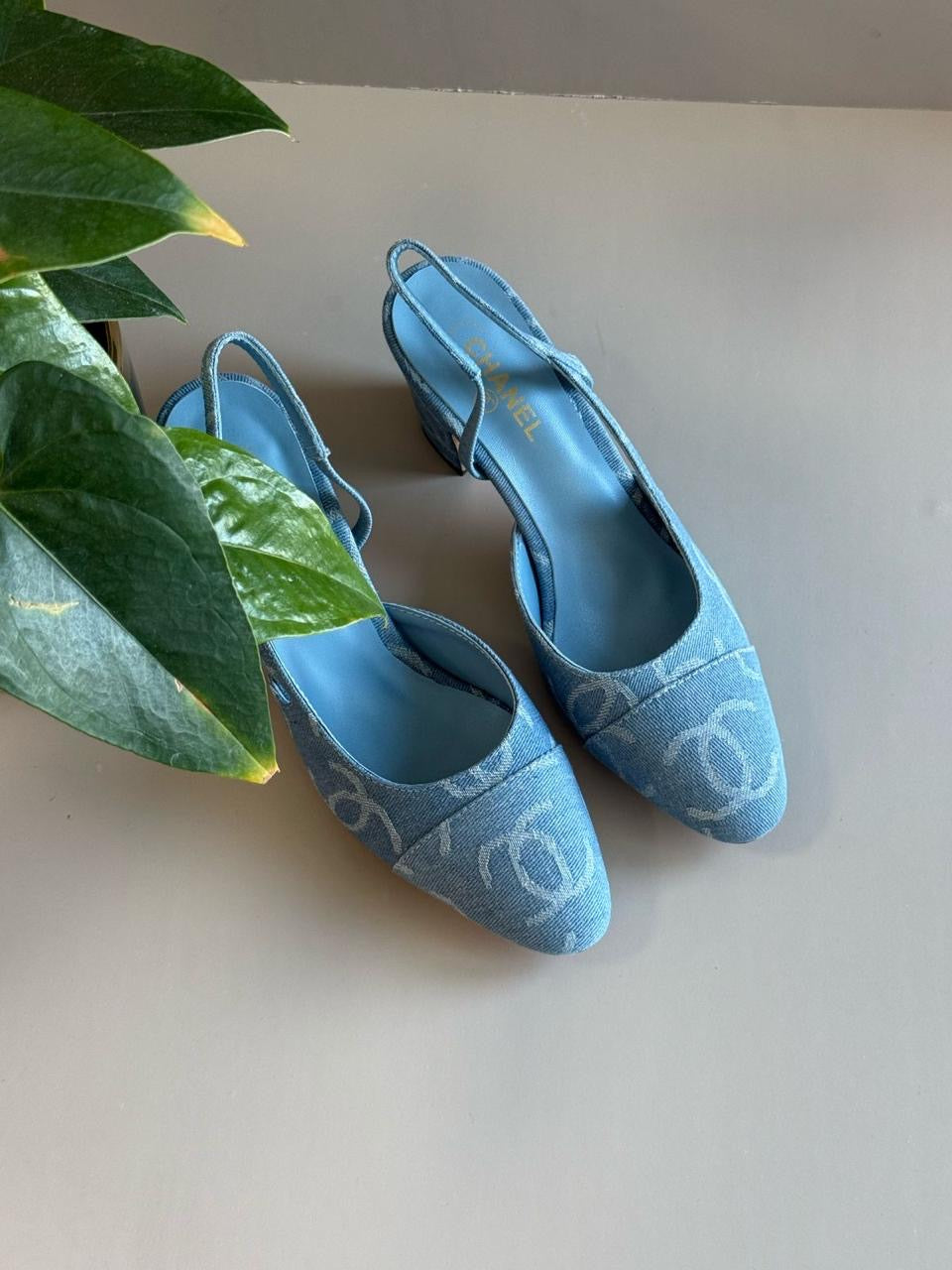 Chanel heels denim
