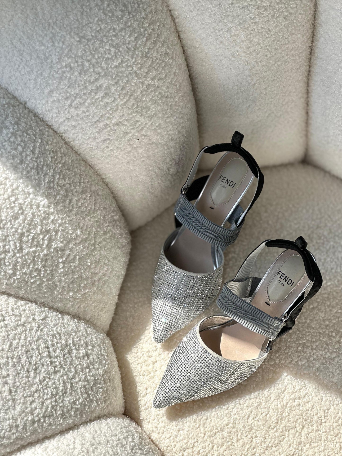 Fendi heels silver