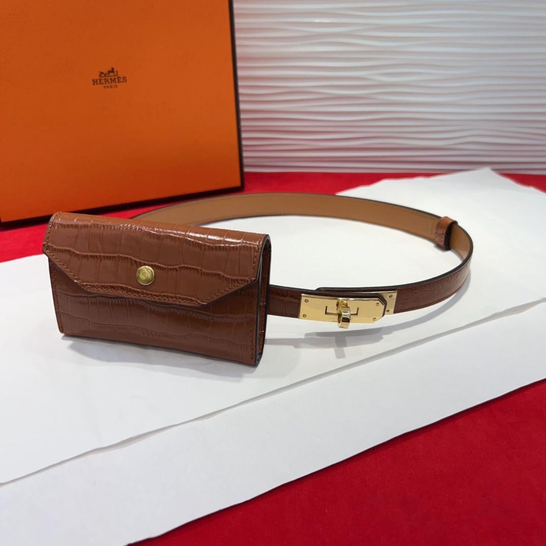Hermes belt with wallet - crocodile