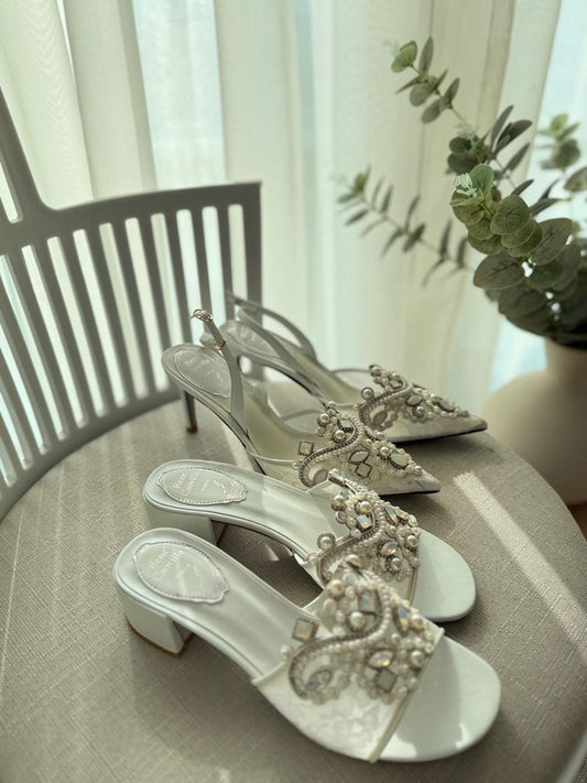 Rene caovilla heels & rene caovilla sandals heels white