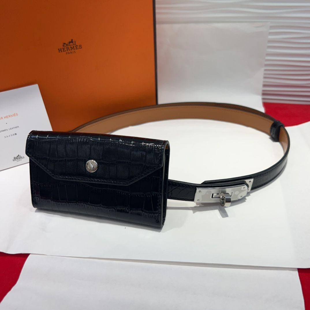 Hermes belt with wallet - crocodile