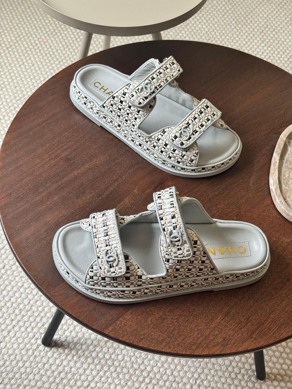 Chanel slippers & chanel sandals. - grey