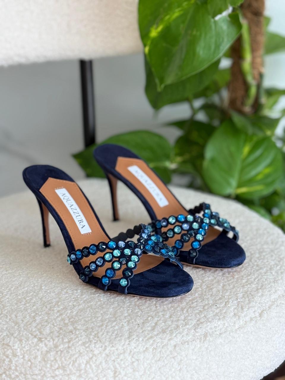 Aquazurra sandals heels - dark blue