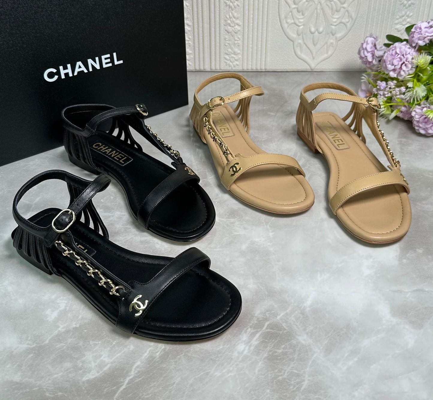 Chanel sandals.