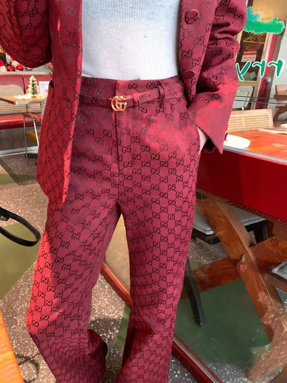 Gucci suit maroon