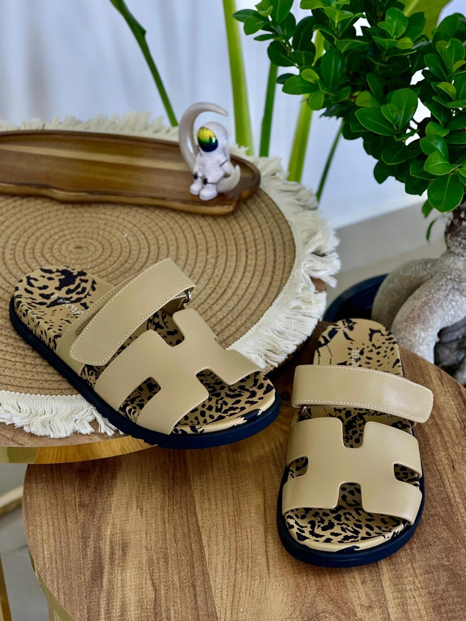 Hermes slippers chypre- leopard