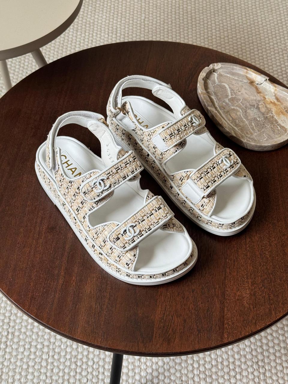 Chanel slippers & chanel sandals. -White