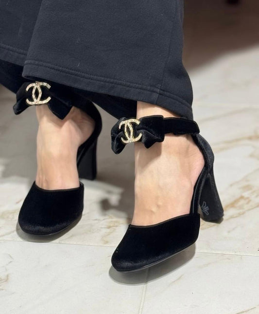 Chanel heels suede