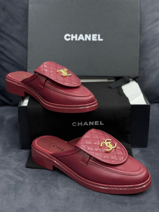 Chanel mules maroon