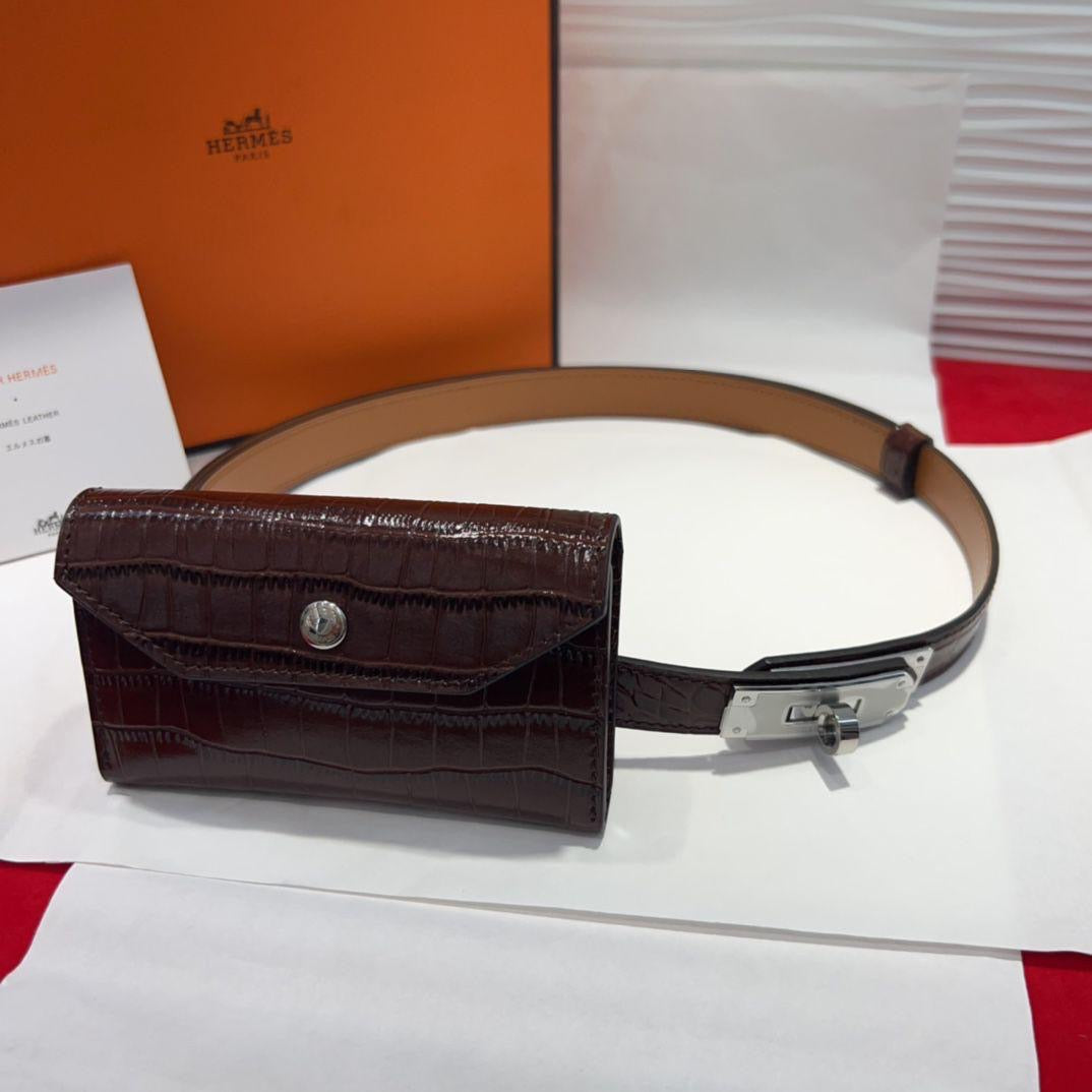 Hermes belt with wallet - crocodile