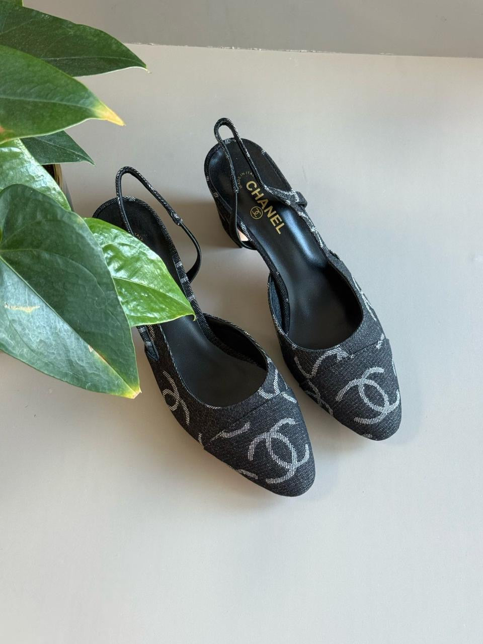 Chanel heels denim