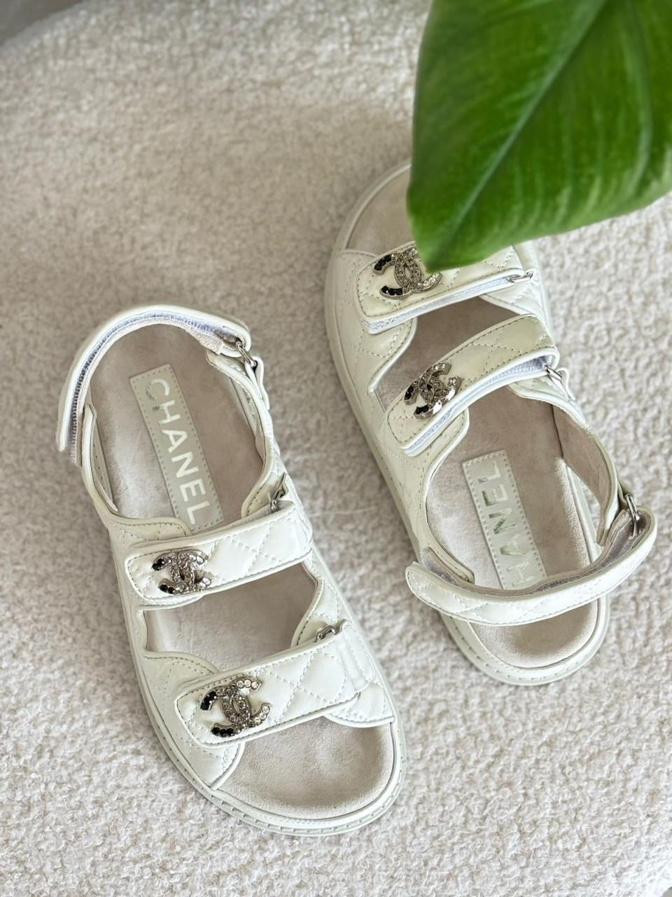 Chanel sandals. Glossy