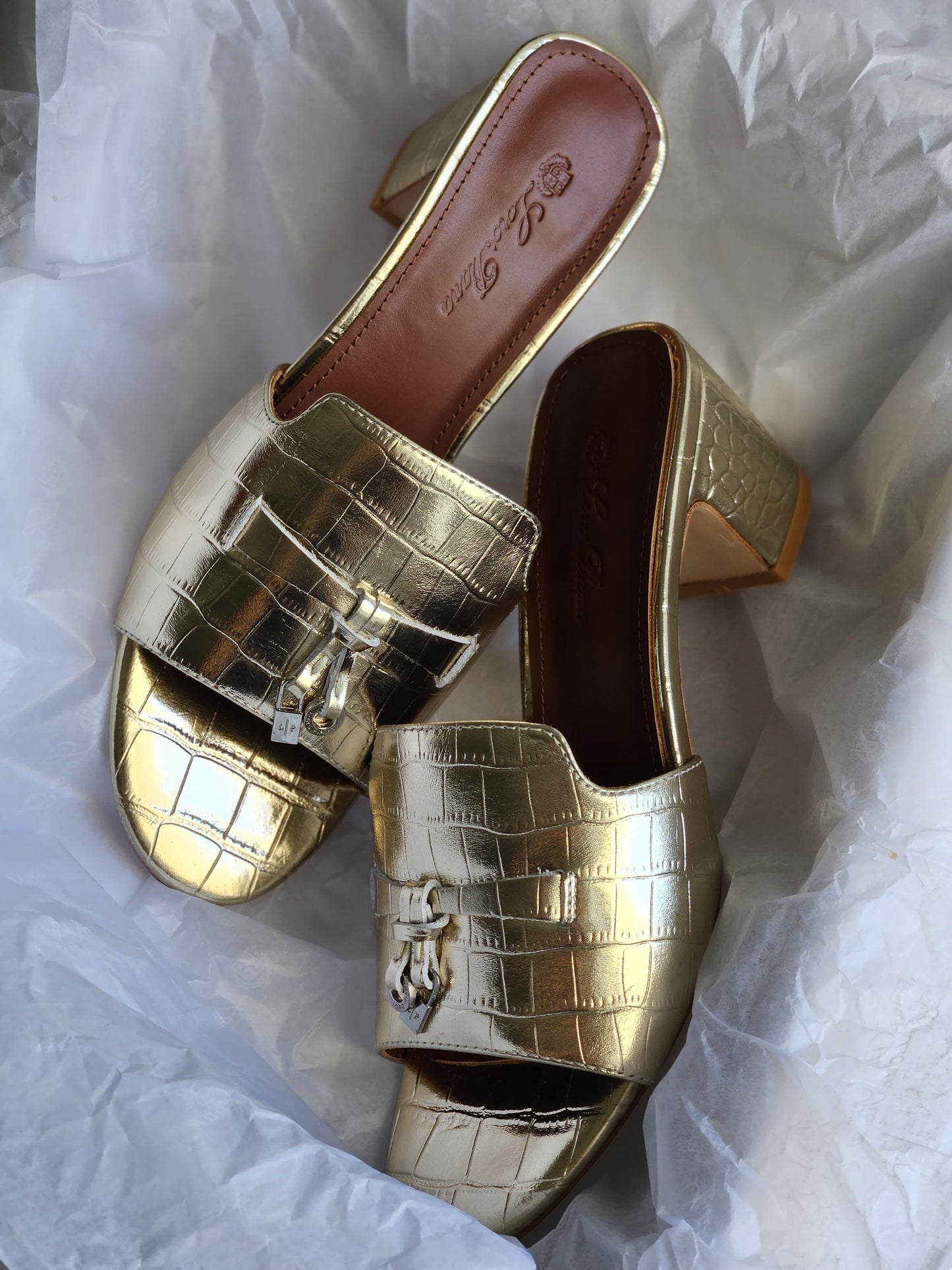 Loro piana sandals heels  - gold