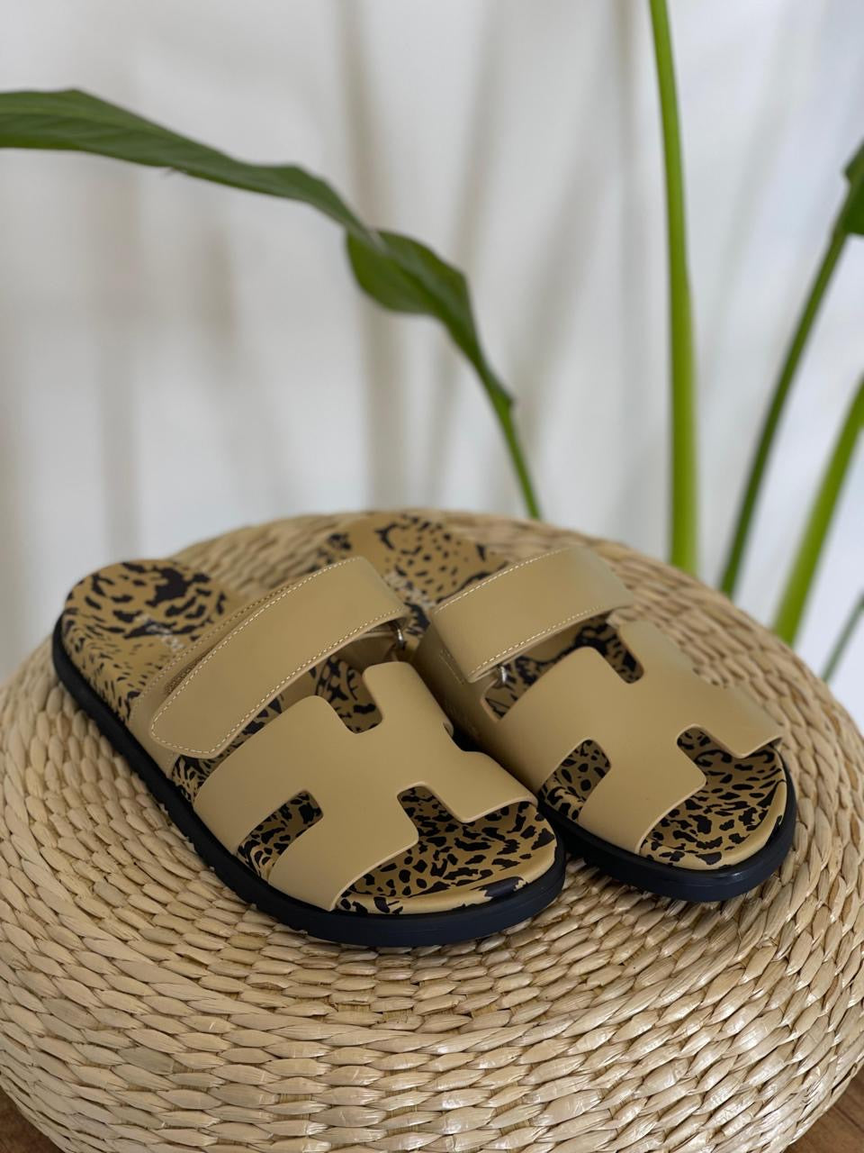 Hermes slippers chypre- leopard