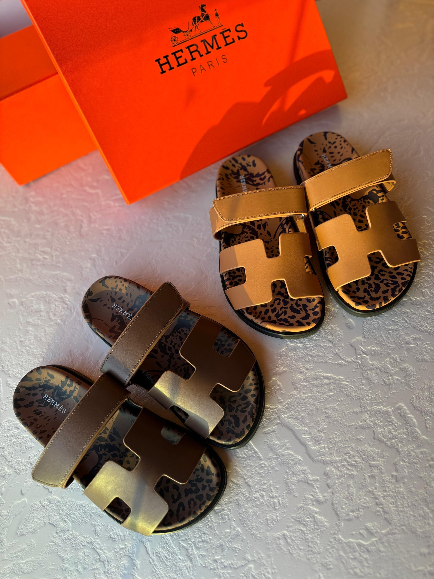 Hermes slippers chypre leopard